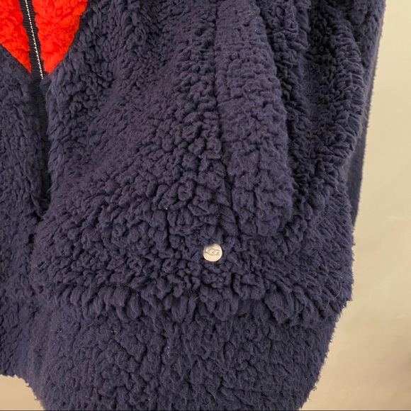 UGG Navy Annalise Teddy Bear Bomber Style Jacket - Picture 4 of 11